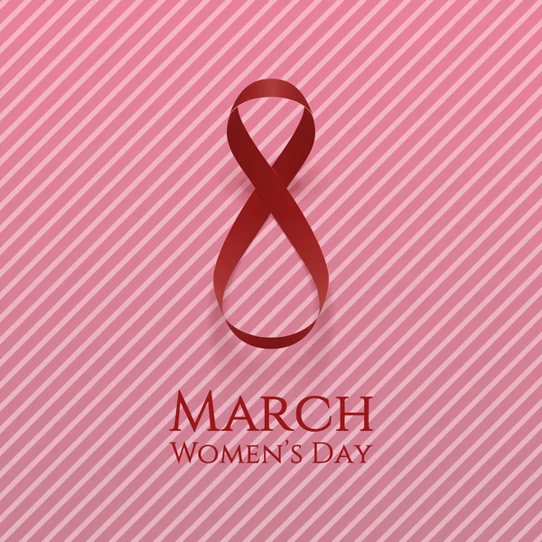 Womens Day red curved paper Ribbon — Stock Vector