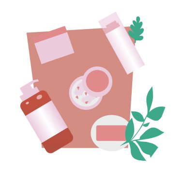 Bakım kozmetikleri, losyonlar, krem, vektör grafikleri