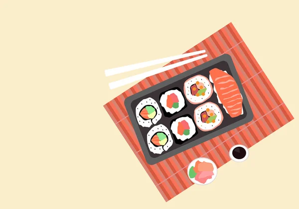 Jepang Sushi Dan Sumpit Grafik Vektor - Stok Vektor