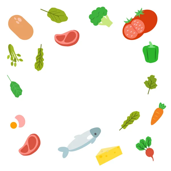 Diferentes Verduras Productos Lácteos Gráficos Vectoriales — Vector de stock