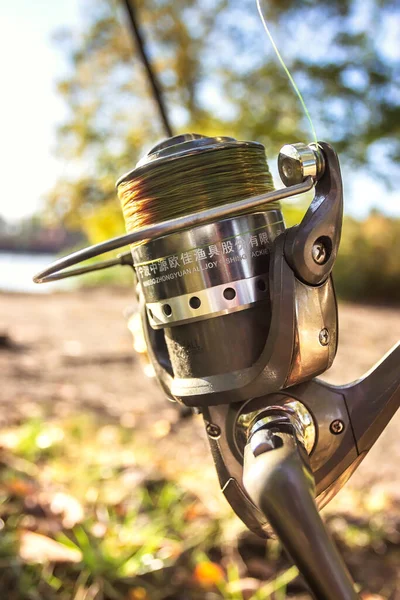 Equipamentos Pesca Rio Dnieper Ucrânia — Fotografia de Stock