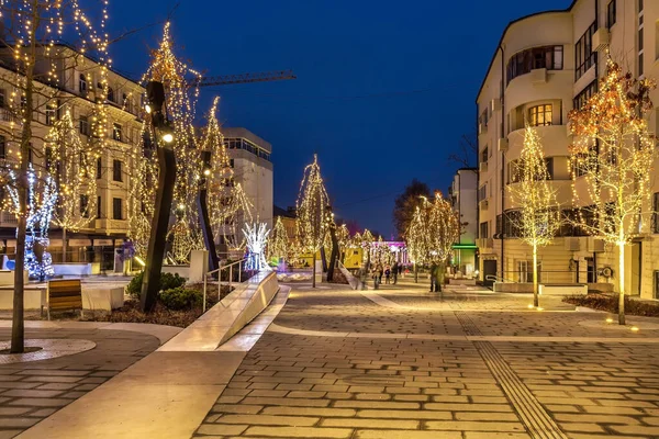Ulica Yavornytskogo Miasto Dniepr Ukraina Nowy Rok 2021 — Zdjęcie stockowe