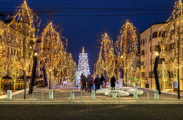 Ulica Yavornytskogo Miasto Dniepr Ukraina Nowy Rok 2021 — Zdjęcie stockowe