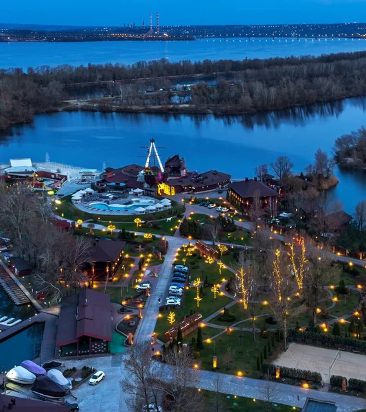 Kväll Dnipro Bartolomeo Bästa River Resort Dnipro Stad Ukraina — Stockfoto