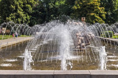 Muse fountain, summer Dnieper, Dnipro city, Ukraine