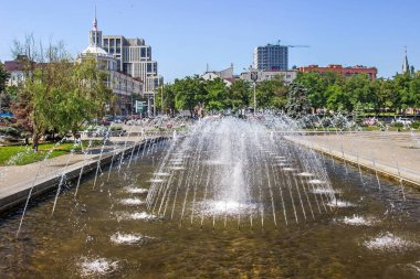 Muse fountain, summer Dnieper, Dnipro city, Ukraine