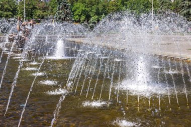 Muse fountain, summer Dnieper, Dnipro city, Ukraine