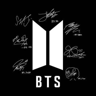 Cover, poster with autographs of performers of K-pop group BTS clipart