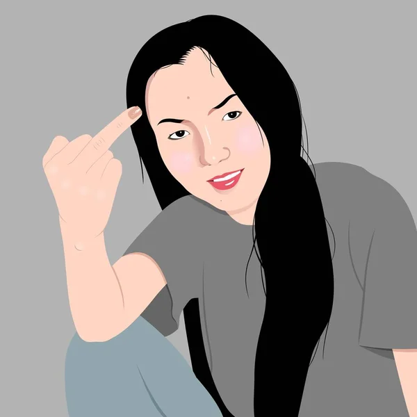 Beautiful Girl Shows Her Middle Finger Fuck Royalty Free Stock Illustrations