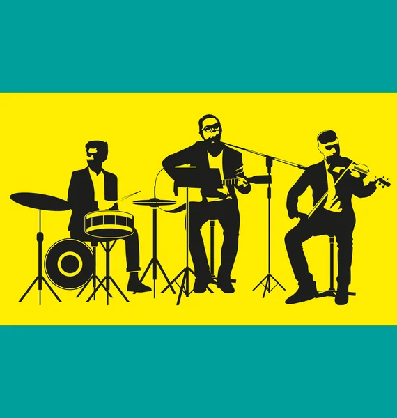 Musician band silhouette — Stock Vector