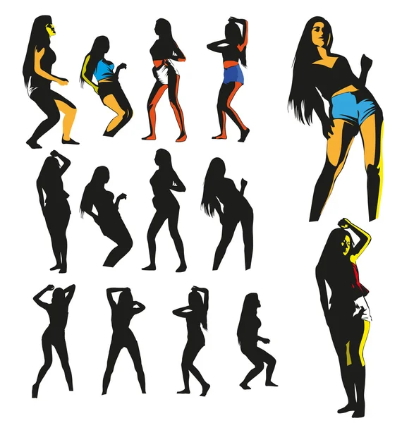 Dancing girl silhouette — Stock Vector