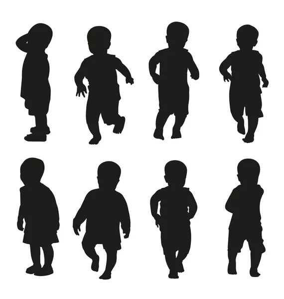 Action kids silhouette — Stock Vector