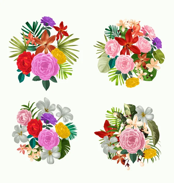 Jeu de couronnes florales — Image vectorielle