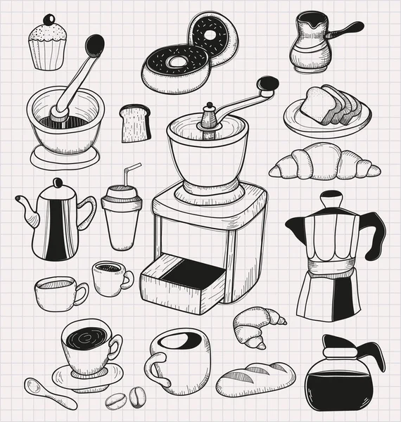 Doodle coffee set — Stock Vector