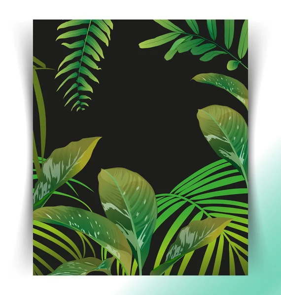 Tropical leaf pattern poster — Stock Vector