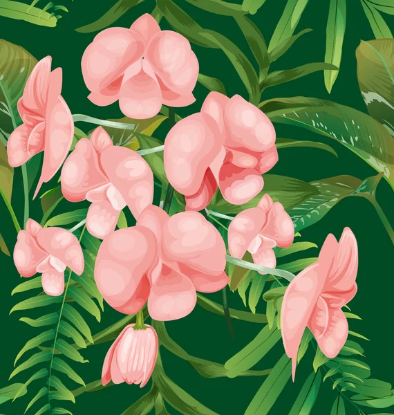 Orkide Kusursuz Desen — Stok Vektör