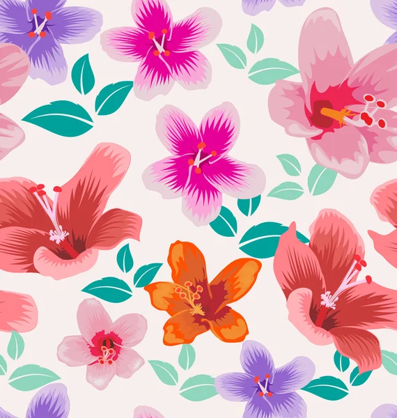 Hibiscus seamless  pattern — Stock Vector