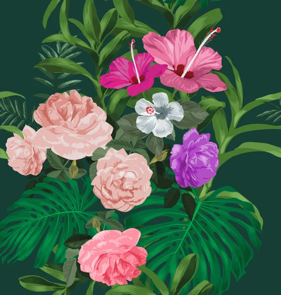 Bloemen naadloos patroon — Stockvector