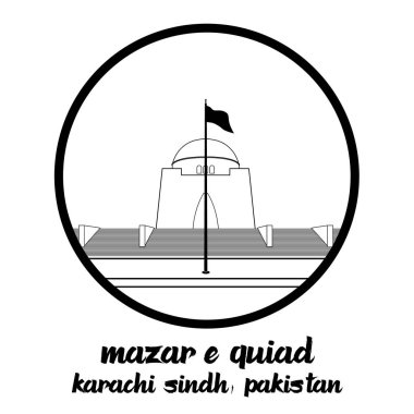 Simge hattı Mazar e Quiad 'ı çember içine alın. simge vektör illüstrasyonu