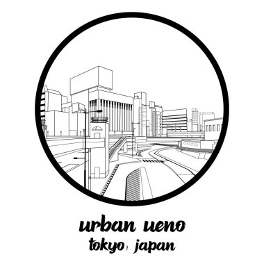Tokyo 'daki Urban Ueno hattını çember içine alın. simge vektör illüstrasyonu 
