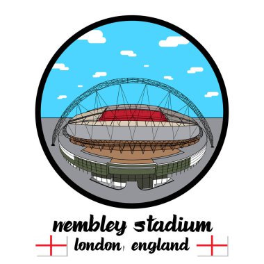 Bangkok, Tayland. 21 Mayıs 2021. Londra 'daki Landmark Wembley Stadyumu' nun simgesi. simge vektör illüstrasyonu