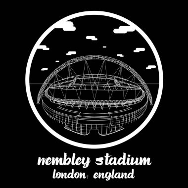Bangkok, Tayland. 21 Mayıs 2021. Londra 'daki Landmark Wembley Stadyumu' nun simgesi. simge vektör illüstrasyonu