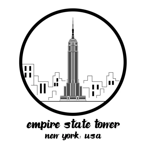 Circle Icon Line Empire State Building Vector Illustration — Stockový vektor