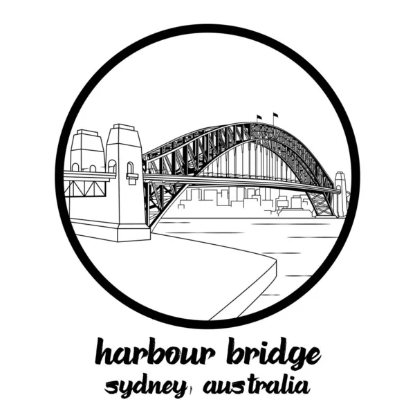 Circle Icon Line Harbour Bridge Icono Vector Ilustración — Archivo Imágenes Vectoriales