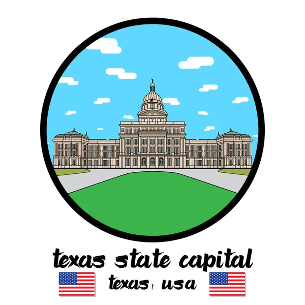 Circle Icon Texas State Hoofdstad Vectorillustratie — Stockvector