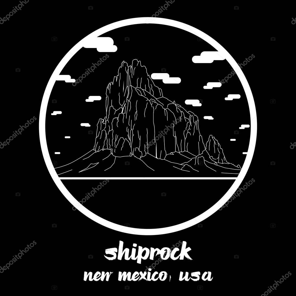 Circle Icon line Ship Rock. icon vector illustration