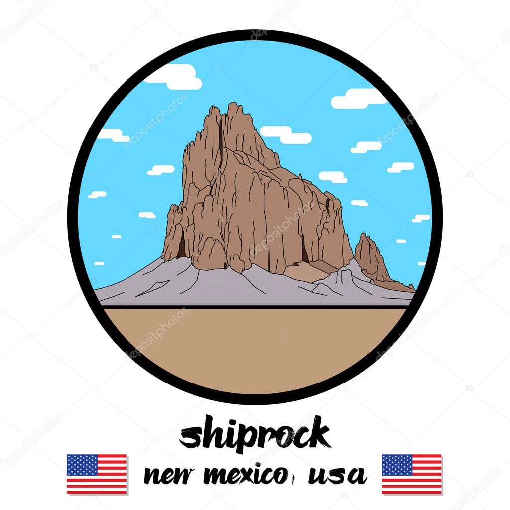 Circle Icon Ship Rock. icon vector illustration