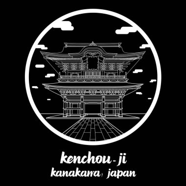 Simge çizgisi Kenchou-ji 'yi çember yapın. Vektör illüstrasyonu