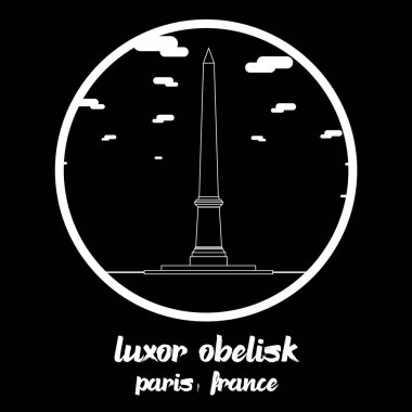 Simge hattı Luxor Obelisk 'i çember içine alın. Vektör illüstrasyonu