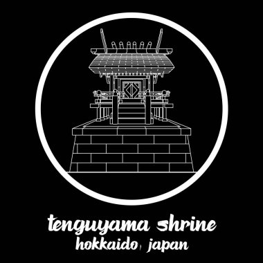 Simge hattı Tenguyama Tapınağı 'nı çember yapın. Vektör illüstrasyonu