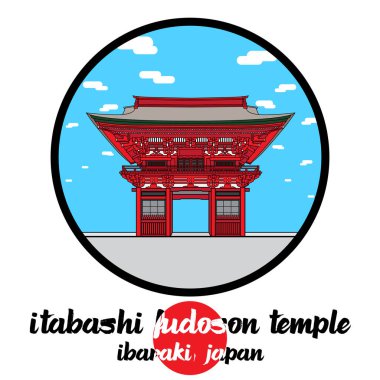 Icon Itabashi Fudoson Tapınağı 'nın etrafını sarın. Vektör illüstrasyonu