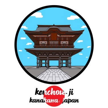 Icon Kenchou-ji 'nin etrafını sarın. Vektör illüstrasyonu