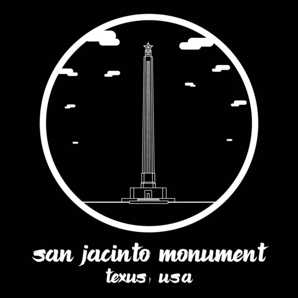Circle Icon Linea San Jacinto Monument Illustrazione Vettoriale — Vettoriale Stock