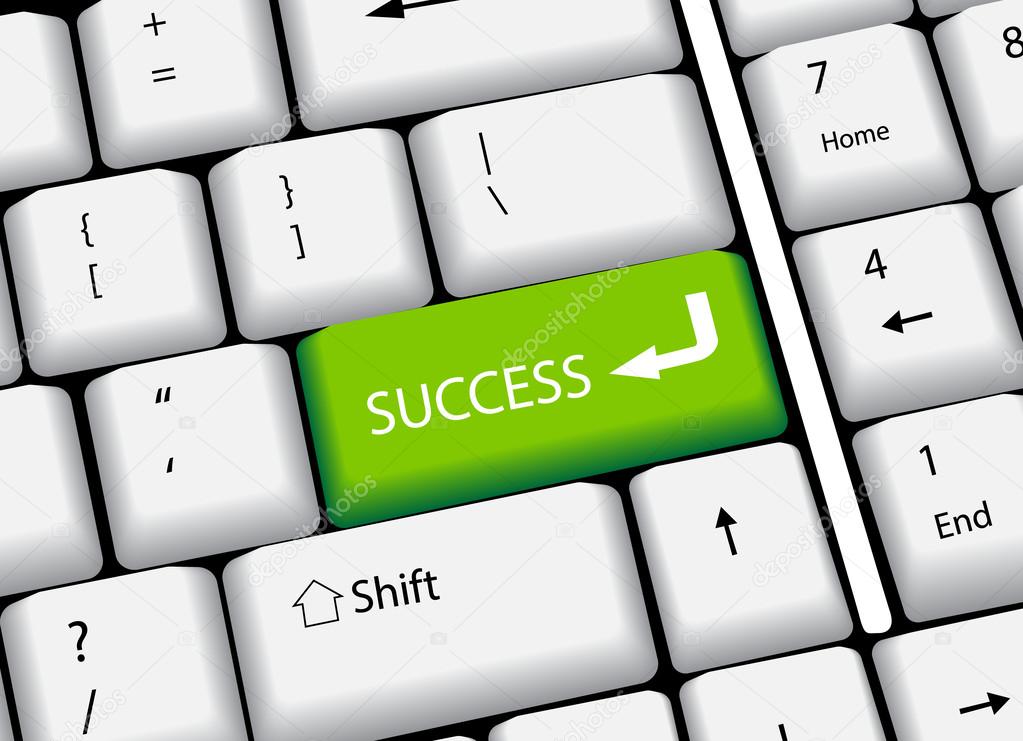 Business finance concept: computer keyboard with and word Success, selected focus on enter button. Vector Illustration