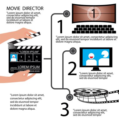 Film yön kavramı Infographic, vektör çizim