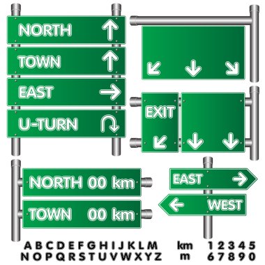 vektör çizimi road Sign. yüksek yol boş yeşil işareti