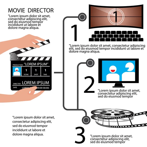 Film yön kavramı Infographic, vektör çizim