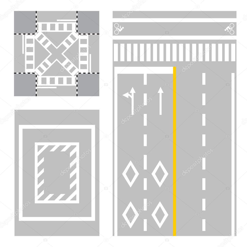 Crossing street. safety zone sign on street vector street. japan road vector illustration