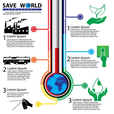 Dünyayı kavramı Infographic kurtarmak, illüstrasyon vektör