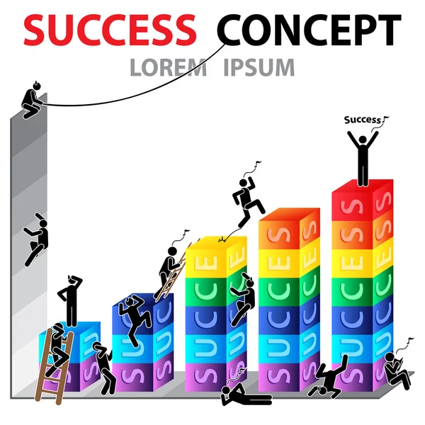 Succes Concept. Succes bedrijfsconcept. Menselijke pictogram. Vectorillustratie — Stockvector