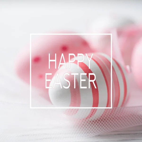 Yazılı Pembe Paskalya Yumurtaları Mutlu Paskalyalar Telifsiz Stok Fotoğraflar