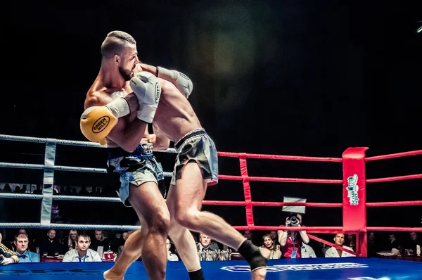 Fight for the championship belt of Europe kick-boxing — Stock Photo, Image