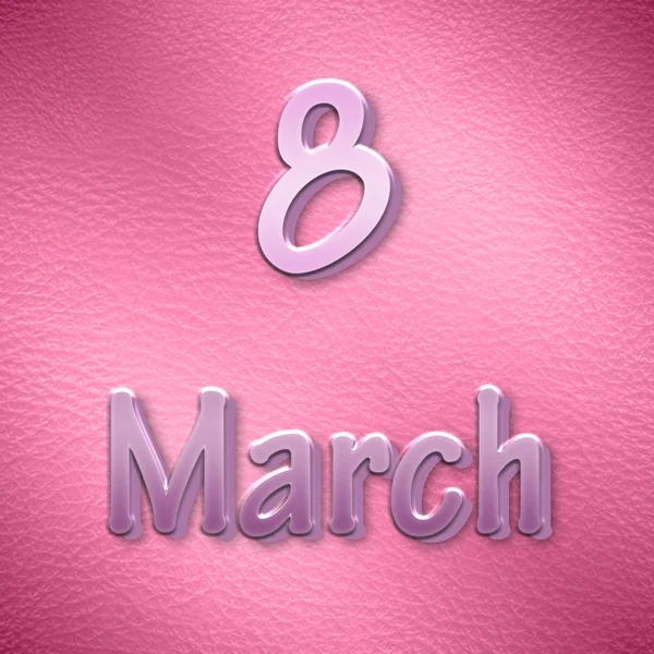 Предыстория Международного женского дня в розовом. Открытка 8 марта с металлическим текстом на кожаном фоне . — стоковое фото