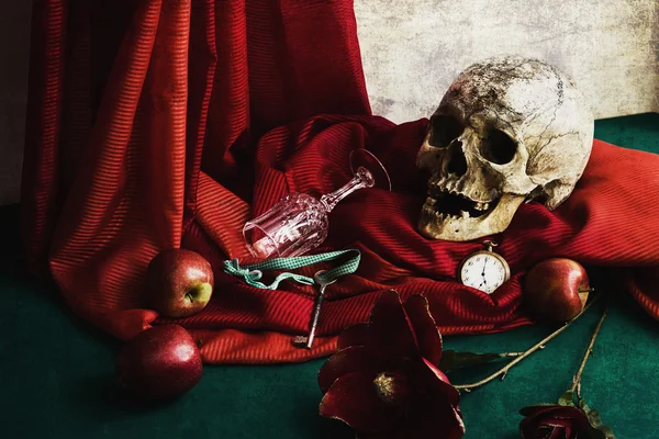 Still Life with Skull in the style of vanitas