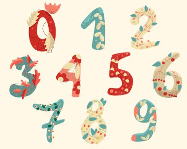 Çiçek desenli bir dizi numara..