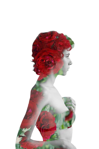 Genç güzel kız - gül